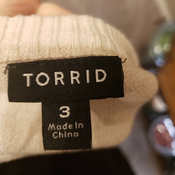 Torrid Cotton Raglan Pullover Embroidered Hearts Sweater, size 3 - Picture 3 of 5